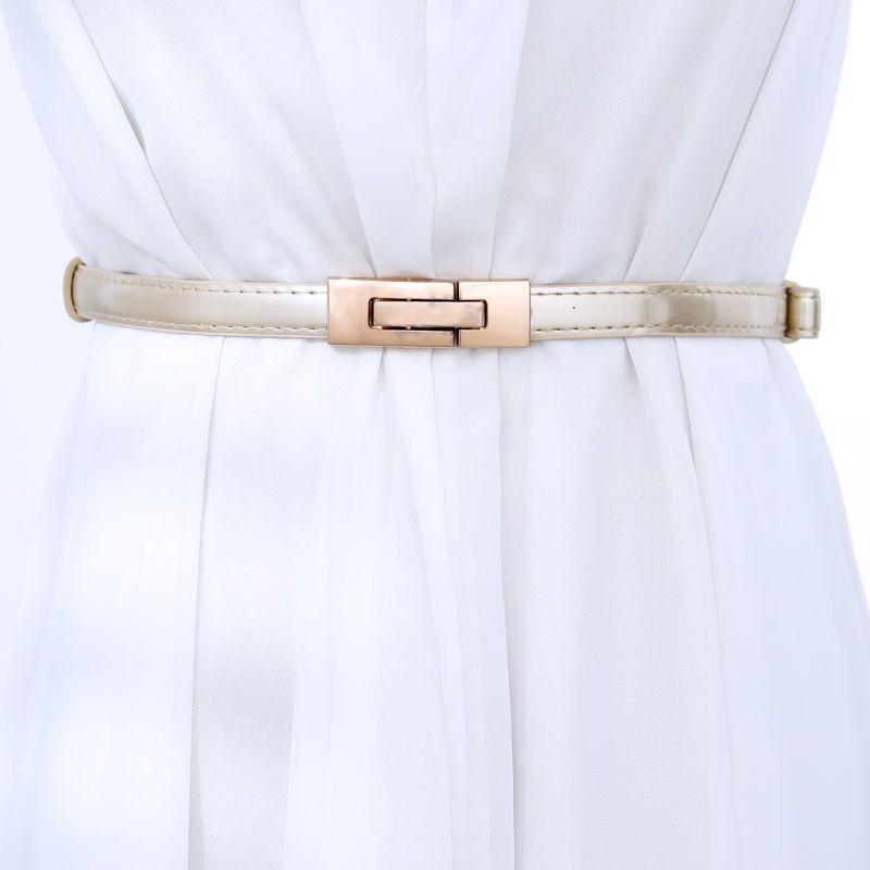 

Elegant Pu Material Womens Dress Featuring Chic Waist Belt And Versatile Automatic Buckle Ideal For Trendy Students In 2023 Gold Clip