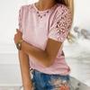 2024 Summer Loose Fit Round Neck T Shirt European American Style Splicing Design