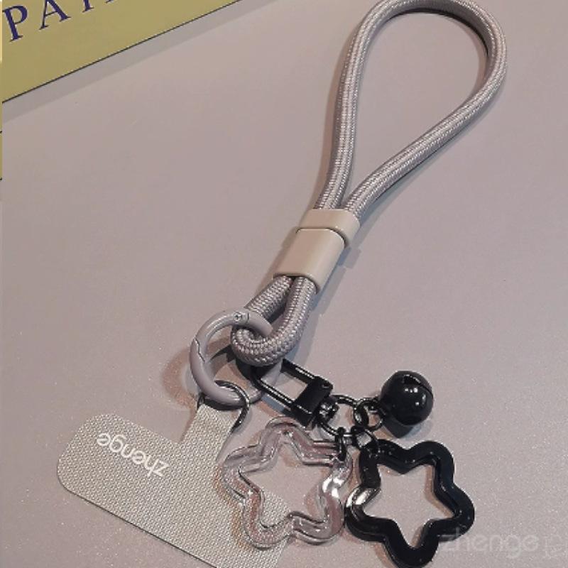 Women's Cotton Woven Phone Lanyard with Star Bell Charm and Dopamine Design