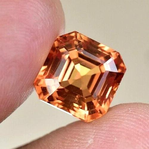 Natural Padparadscha Sapphire 8.60 Ct Asscher Certified Stunning Loose Gemstone