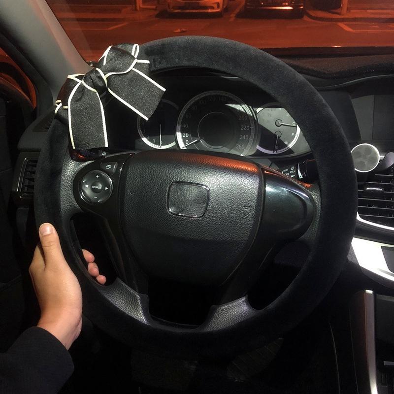 Steering Plush Car Wheel Cover Cartoon Print Four Seasons Installation Easy