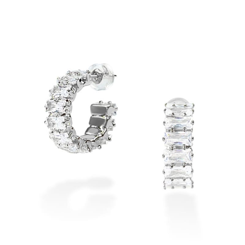 MACIER Baguette Square Hoop Earrings (Silver)