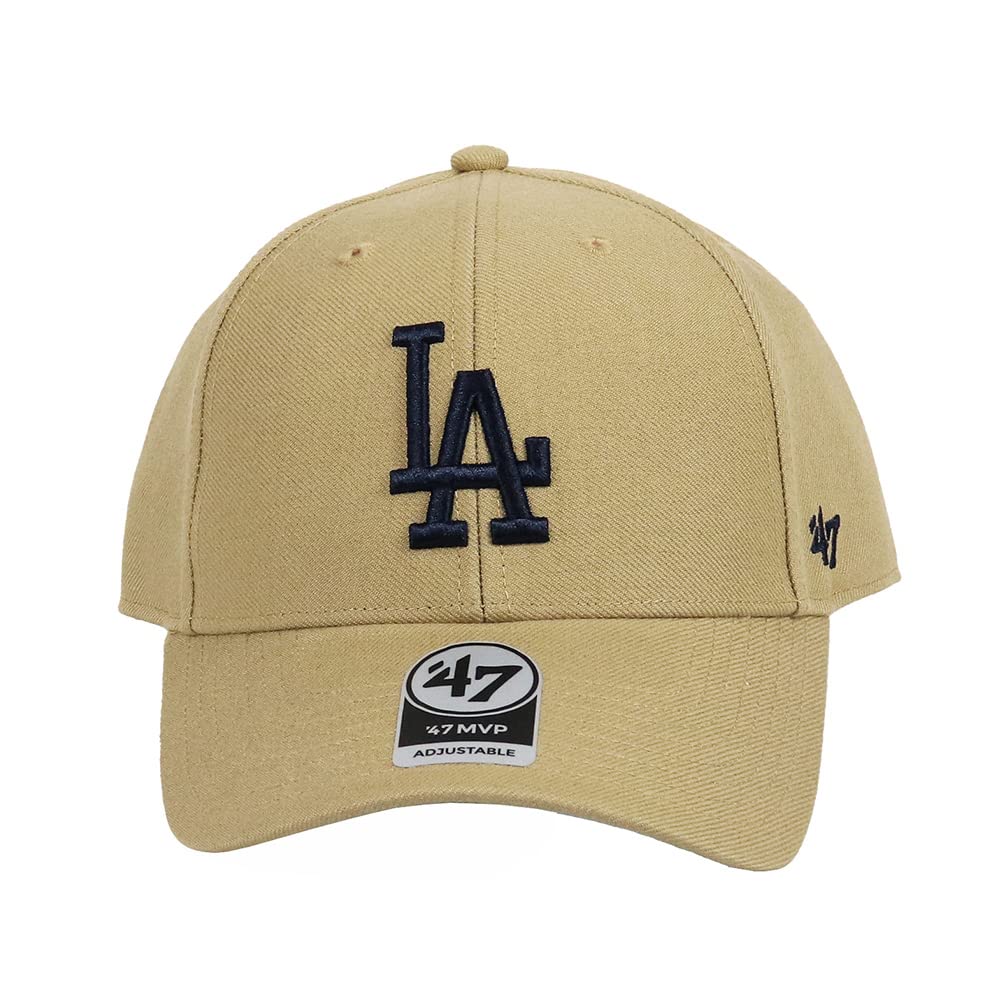 47 MVP and Brand Name MLB Los Angeles Dodgers LA Logo Street Style Unisex Stylish Baseball Cap with Velcro Khaki X Navy Cap, Men's Women's, Closure,