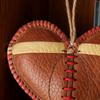 Vintage Football Heart Hanging Decoration Handmade Faux Leather Love Heart Shaped Football Hanging Ornament Sports Fans Collectible Gift