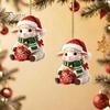 Flat Acrylic Festive Ornaments Cute Animal Christmas Ornament, 2D Sheep Dog Double-Sided Alpaca Holiday Gift Tags Xmas Tree Hanging Decoration