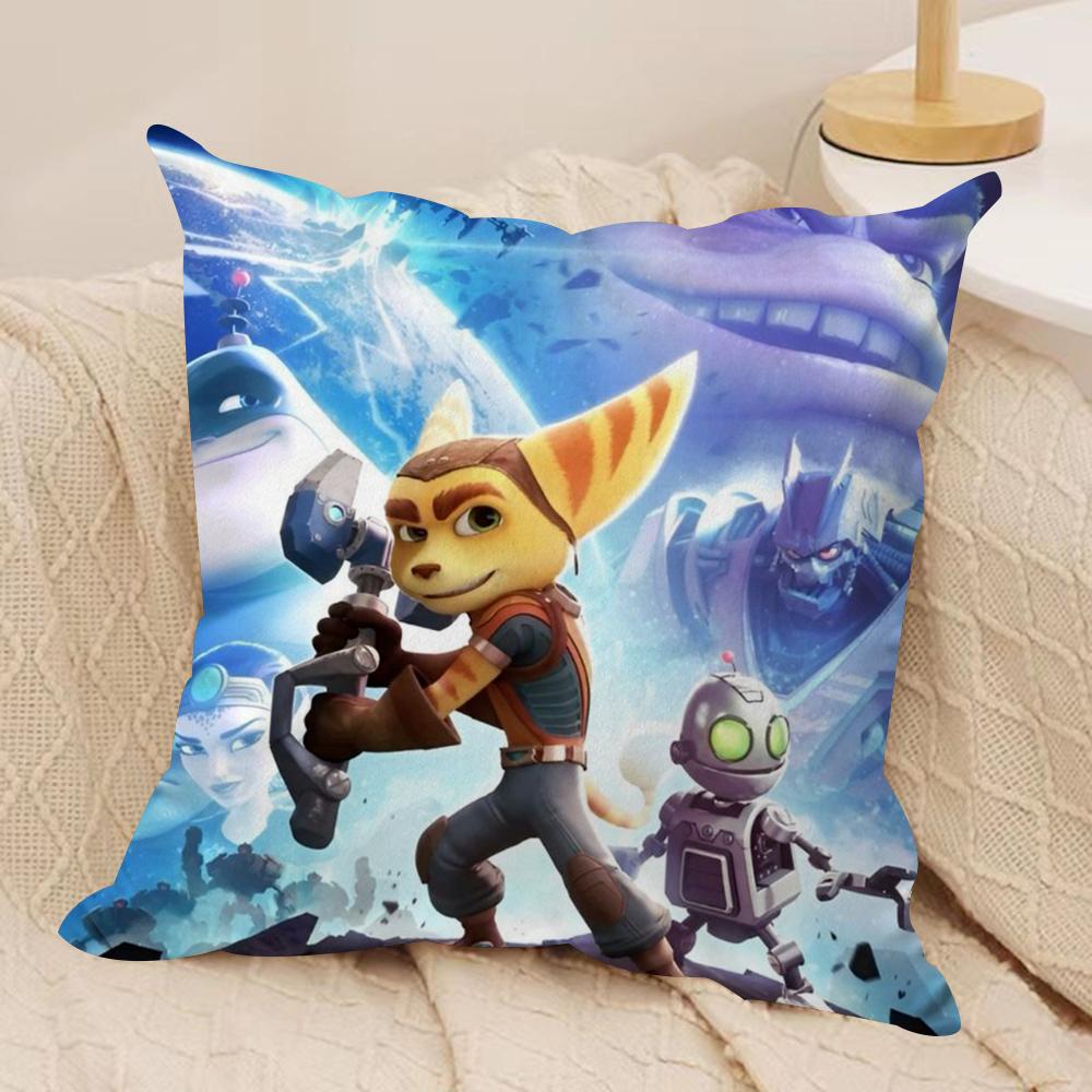 RRatchet N CClank Cushion Cover Silky Short Plush DoubleSided Printed Pillow Case for Sofa All Seasons Home Decor Gift