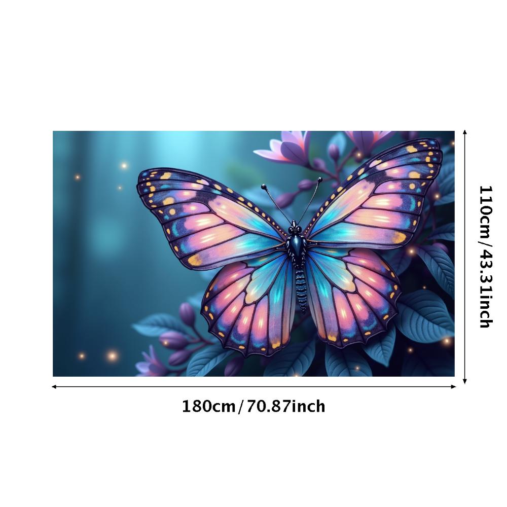 Blue Butterfly Forest Theme Banner Enchanted Nature Magical Glow Backdrop Garden Decoration Party Photography Background Props