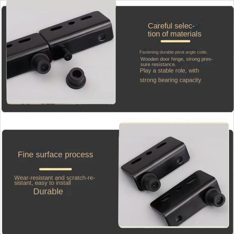 Iron Right Angle Pivot Hinge Set For Wooden Doors Furniture Cabinets Installation With Screws Plastic Covers