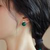 Minar Luxury Green Color Jade Natural Stone CZ Cubic Zirconia Drop Earrings for Women Copper Wholesale Office Career Jewelry