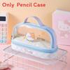Cartoon Bunny Double Layer Transparent Pen Case With Storage For Students And Gift Use