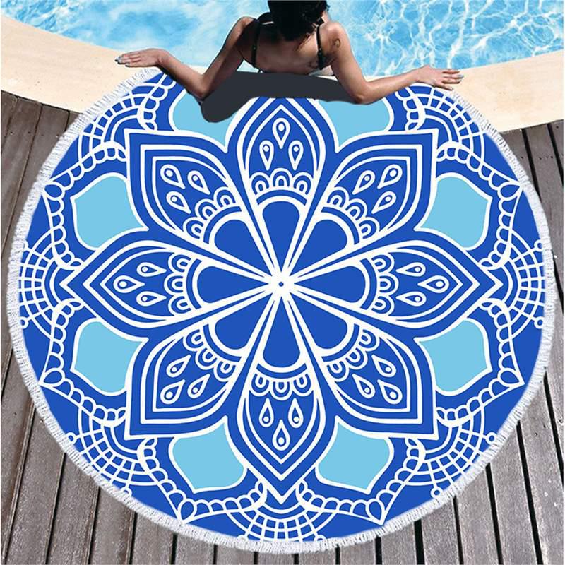 Mandala Pattern Microfiber Beach & Bath Towel - Luxurious Feel & Decorative Floor Mat