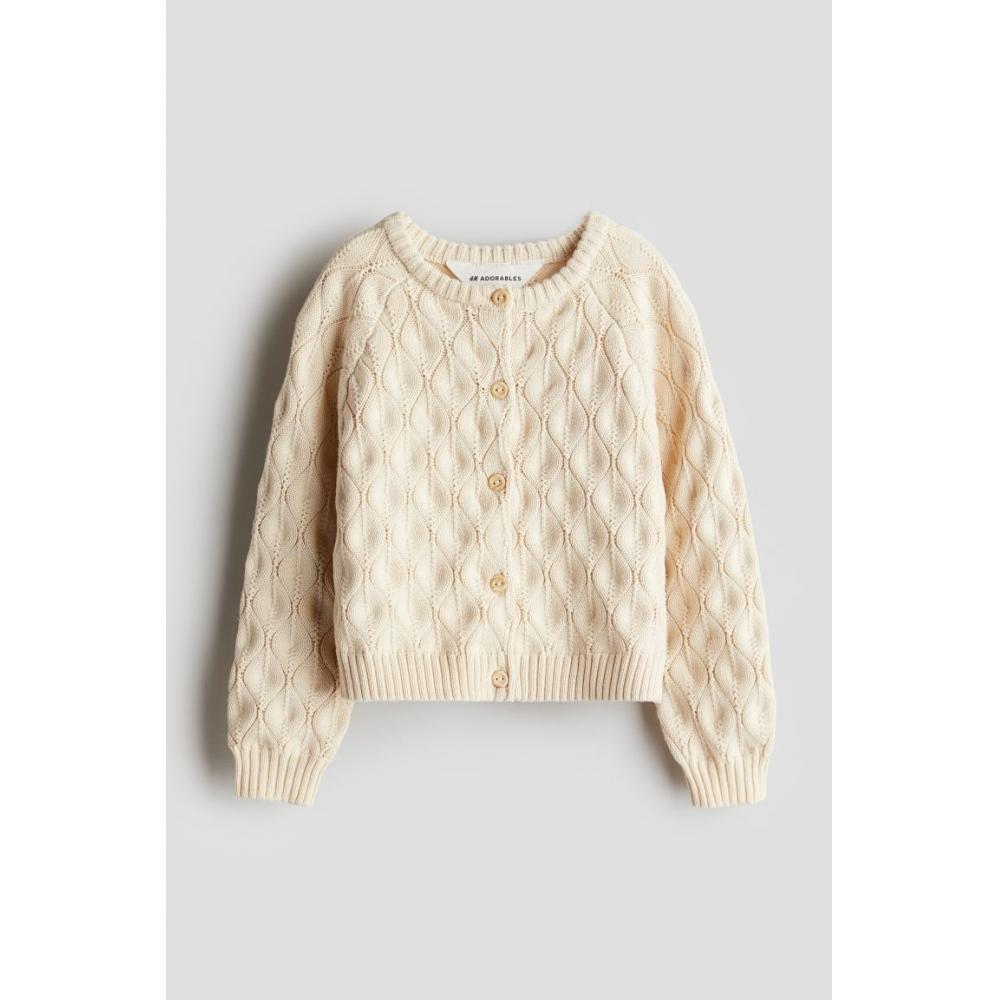 

Кардиган из хлопкового узорчатого трикотажа HM кремового цвета