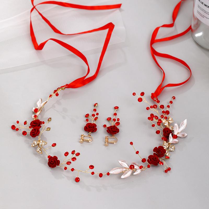 Bridal Wedding Headband Earrings Set Vintage Dress Headwear Bride Garland Head Hoop Headbands Jewelry Headdress Hair Accessories