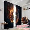 2pcs,2D Plane Printing Print Curtains Fiery Clef Harmony Versatile 100% Polyester (without Rod) Gifts for Bedroom, Office,