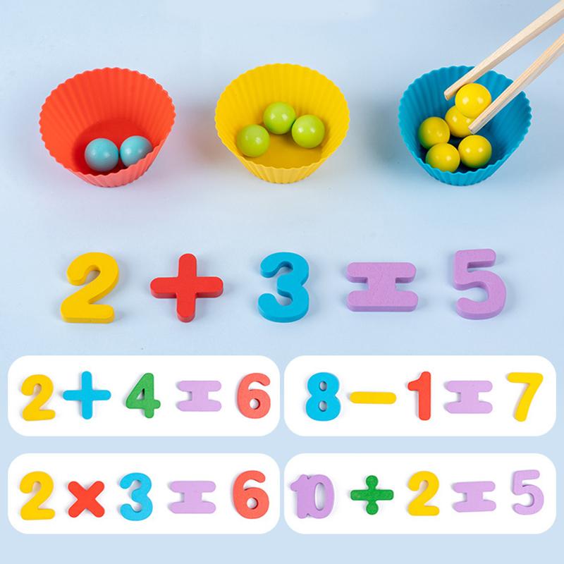 Wooden Montessori Clip Beads Toy Color Sorting Matching Early Learning Educational For Children Kids Fine Motor