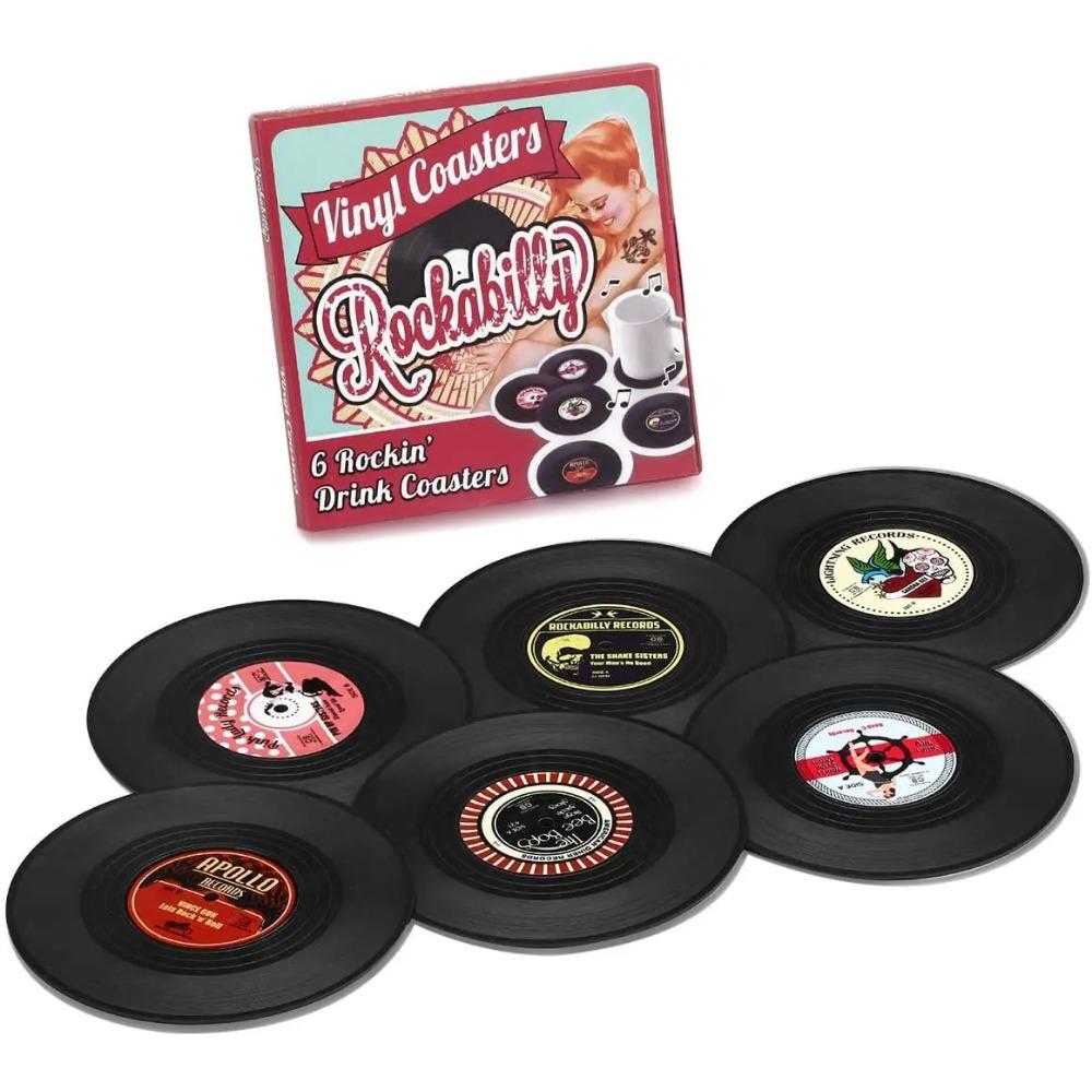 Retro CD Record Coaster Colorful Vinyl Record Coasters Funny Mat Cup For Drinks Heat Resistant Non-Slip Pad Kitchen Accessories