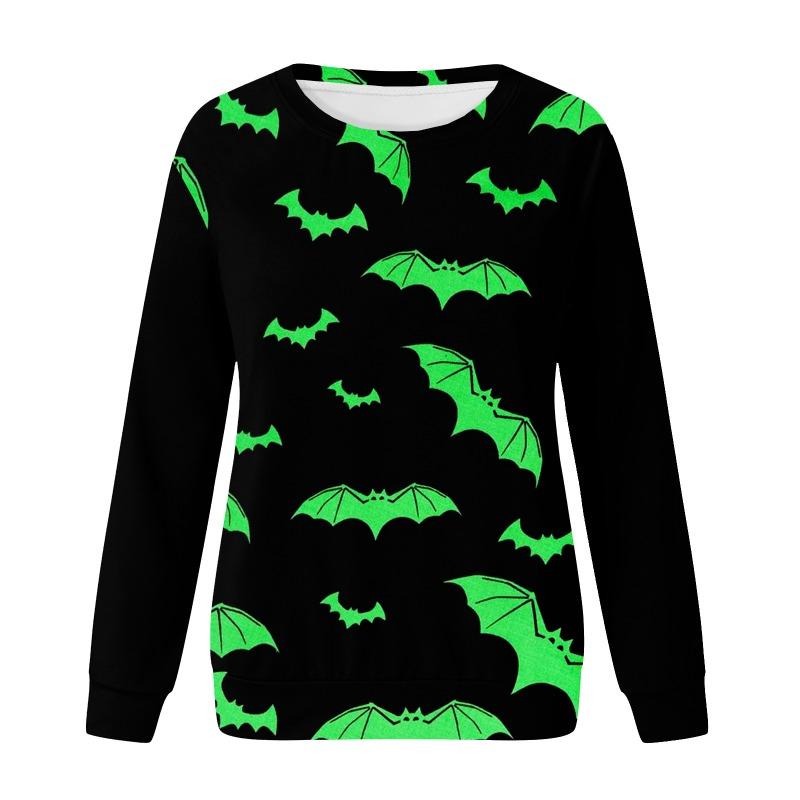 Women's Halloween Skull 3D Printed Casual Long Sleeve Hoodie Loose Autumn/Winter Round Neck Hoodies