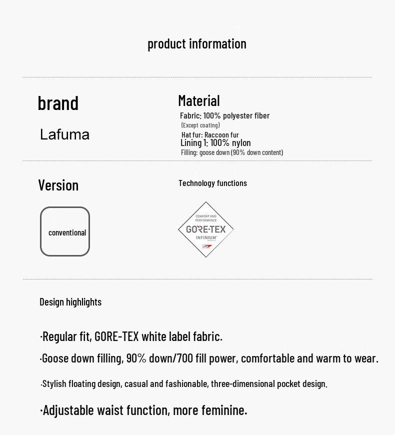 LAFUMA Women's Puffy Goose Down Hooded Winter Jacket