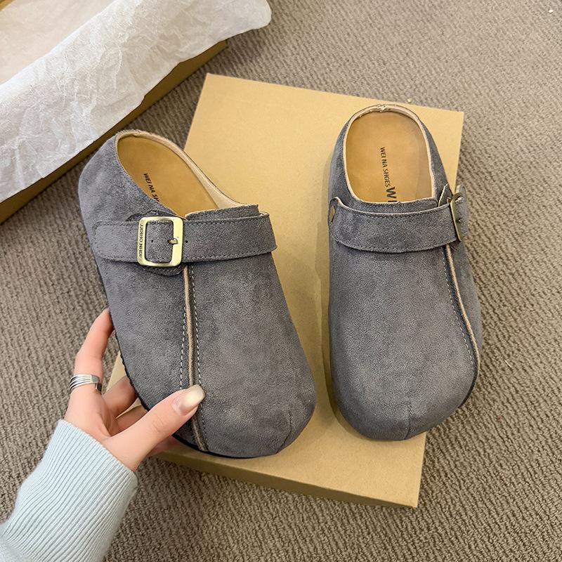 

Ветер ретро сумка голова полушлепанцы женские верхняя одежда 2025 лето новый один педаль ленивый сумка голова толстая подошва 40