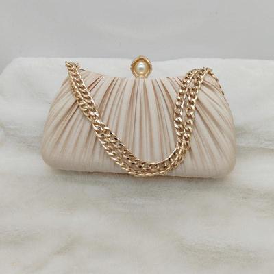 Apricot Pleated Evening Bag - 2025 Hot Style Cheongsam & Bridal Banquet Bag for Women