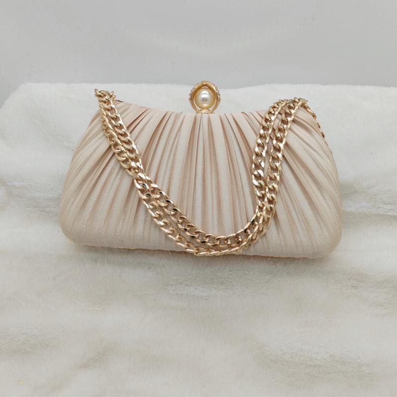 

Абрикосовая плиссированная вечерняя сумка - Горячий стиль 2025, сумка для чонгсама и свадебного банкета для женщин 21*7.5*12 cm