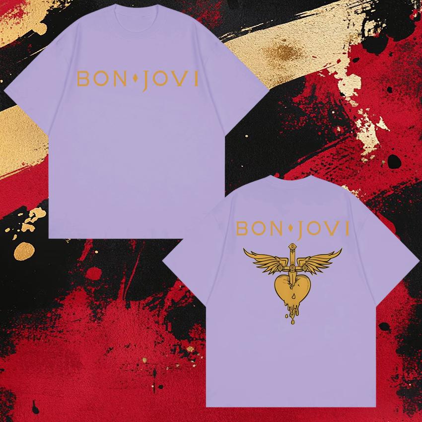 New In Bon Jovi Tour 2026 Album Forever Poster Print T Shirt Unisex Oversized Cotton Black Short Sleeve Tshirts Unisex WOMEN Tops