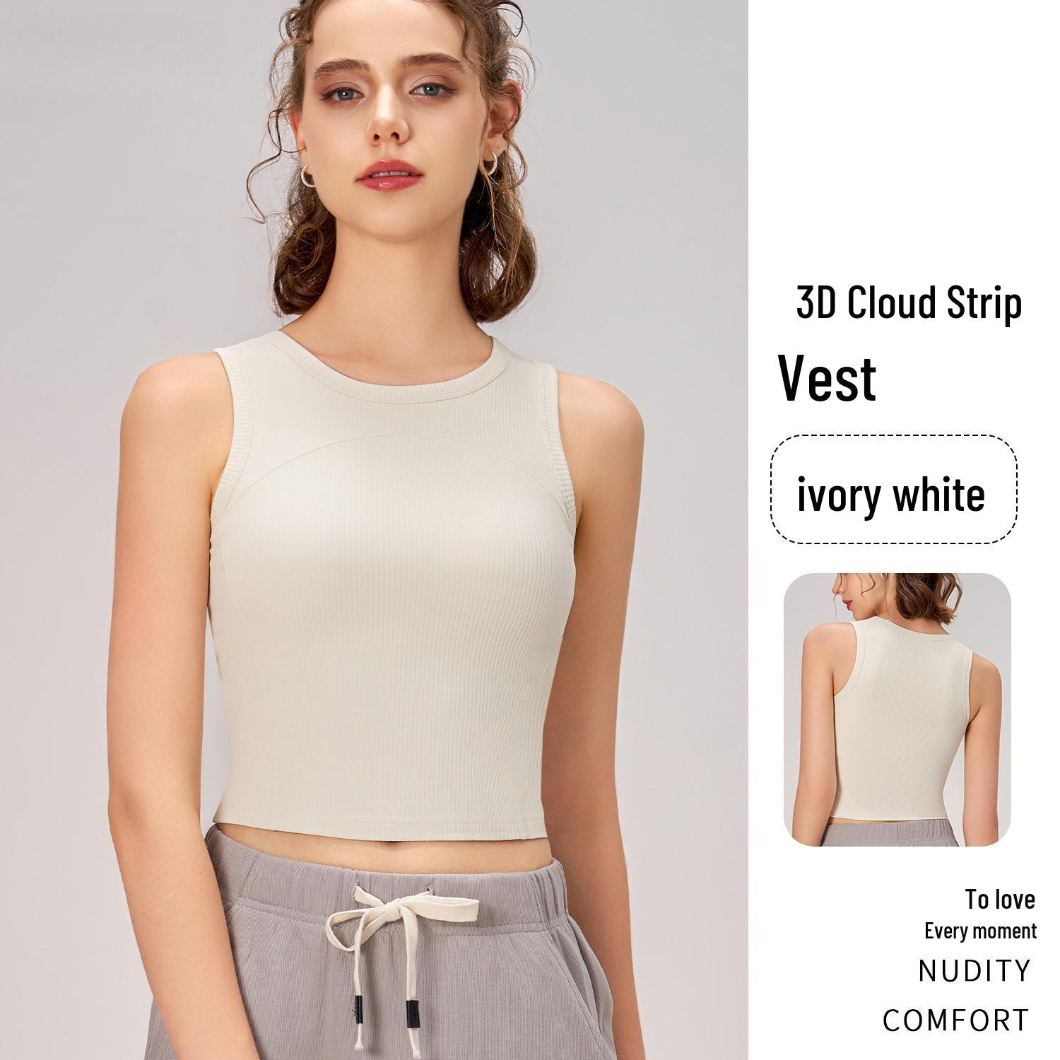 

Jiuyi Women s Long-Length Shockproof Ribbed Sports Yoga Vest with Fixed Cup for Autumn/Winter. S