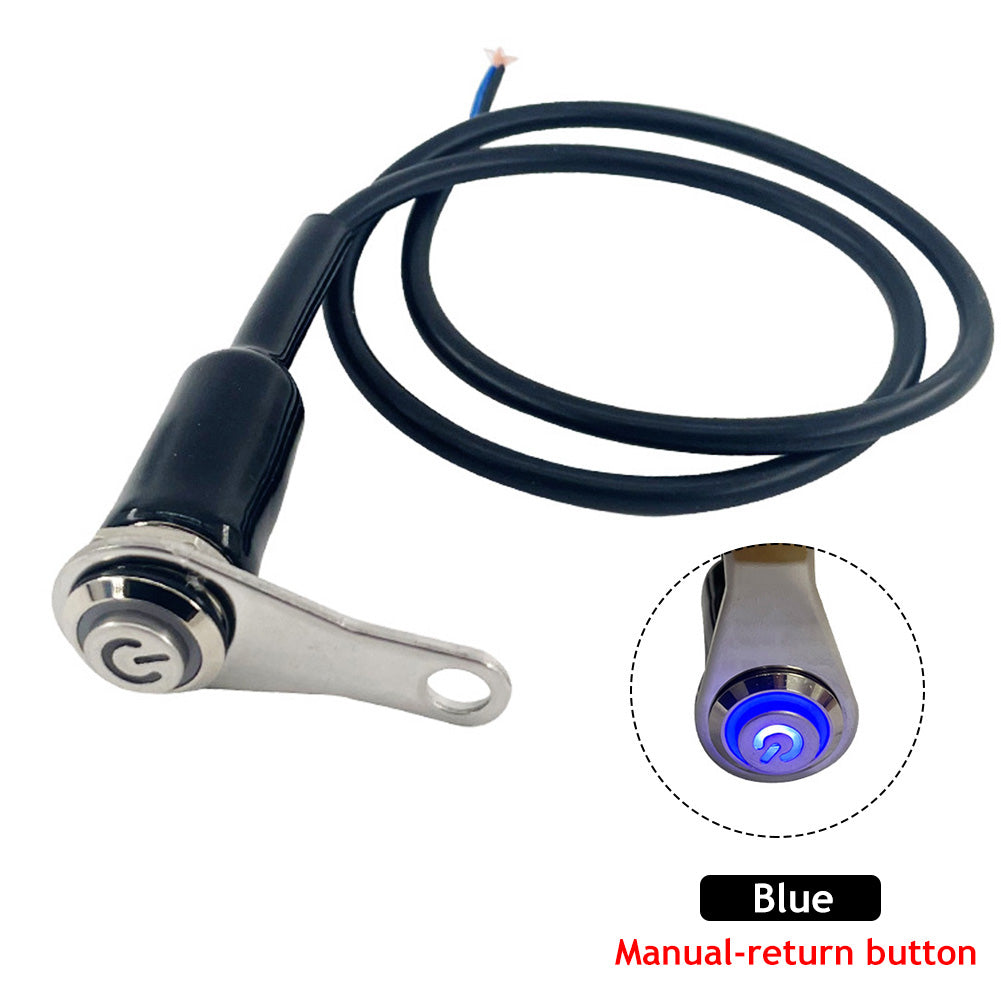 

Светодиодный переключатель для мотоцикла ВКЛ+ВЫКЛ, крепление на руль, алюминиевый сплав, водонепроницаемые противотуманные фары 12 В, кнопочный переключатель звукового сигнала мотоцикла синий