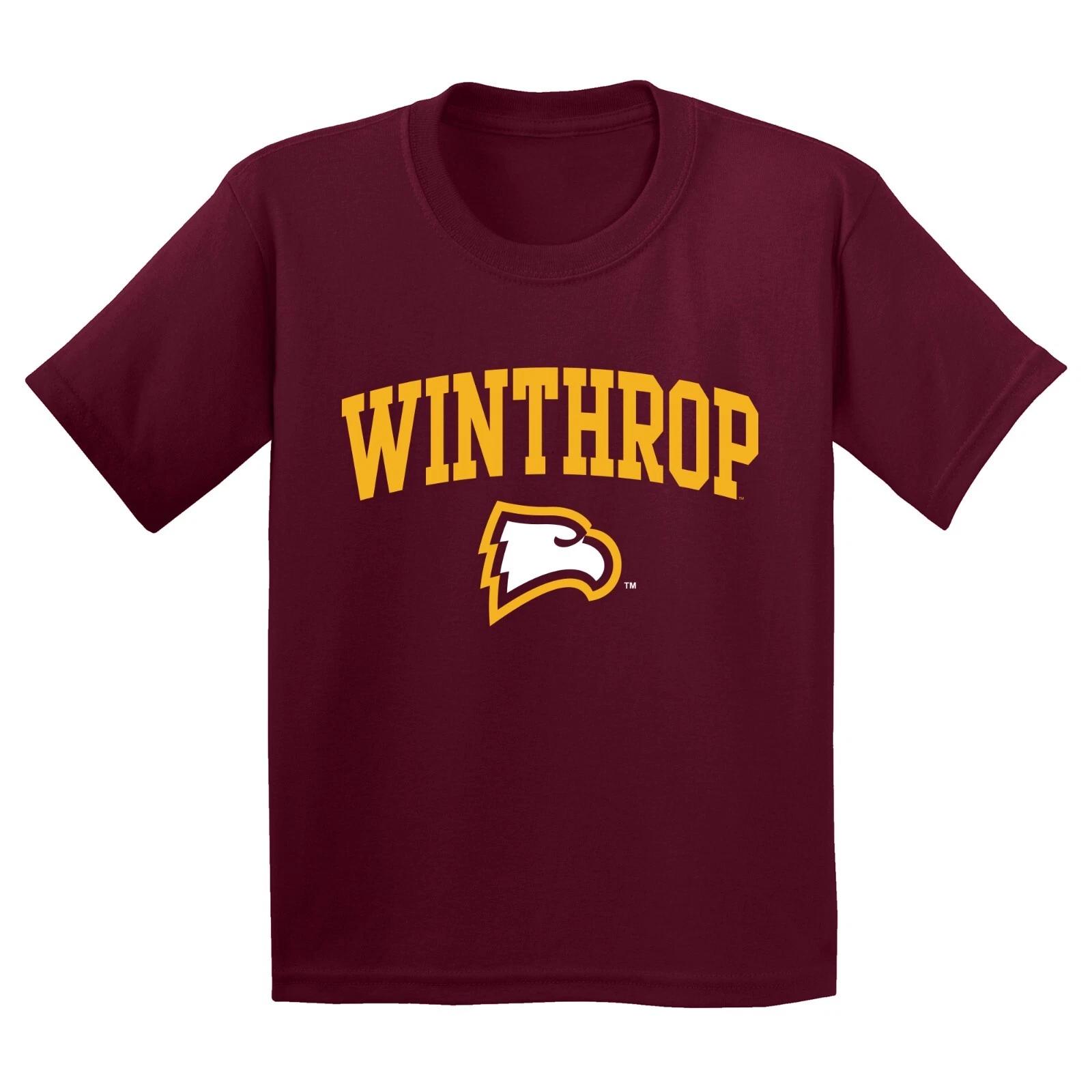 Winthrop Eagles Arch Logo Licensed Unisex Youth T-Shirt - Maroon M