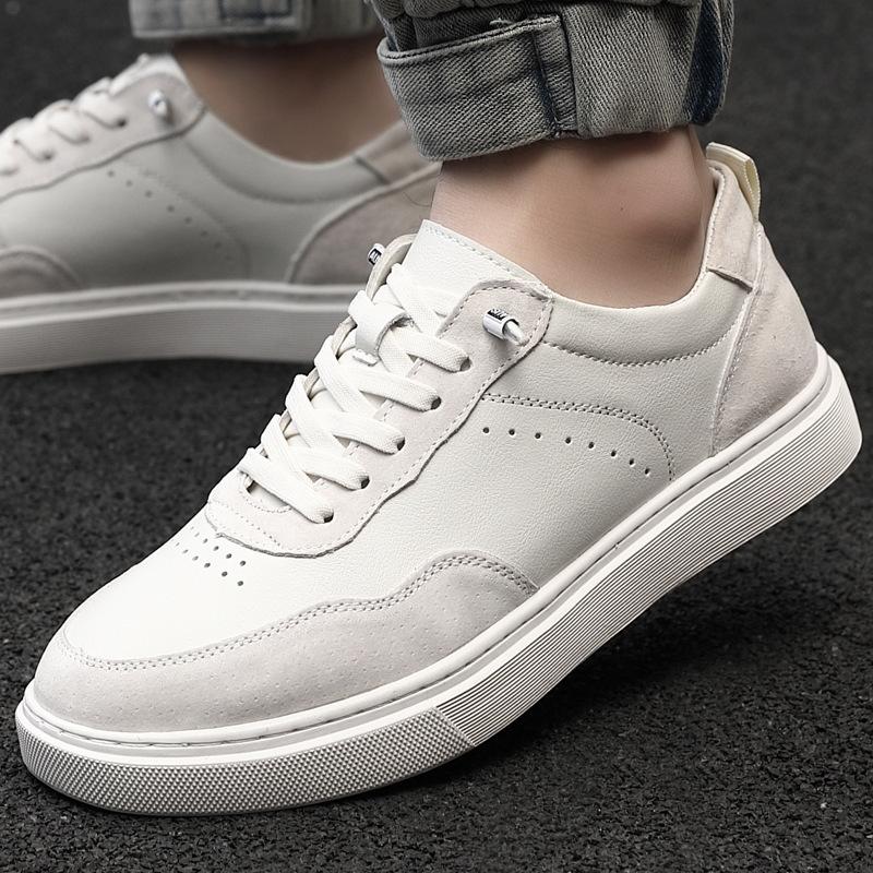 Little white shoes men's 2025 autumn new retro board shoes men's casual sports trend color matching lace-up men's leather shoes