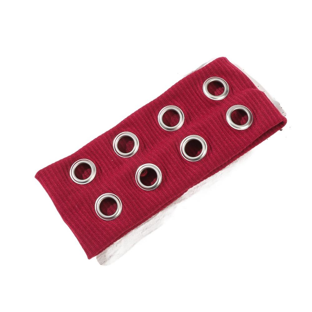Metal Eyelets Punk Headwrap Wide Elastic Hollowed Out Eyelets Headband Rock Head Band  Punk Girl