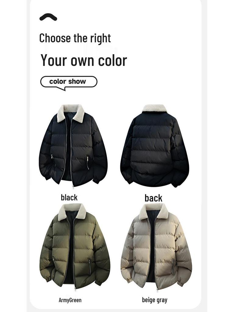 2025 Winter Herren Trendige Dicke Baumwolljacke mit Schönem Pelzkragen und Stehkragen