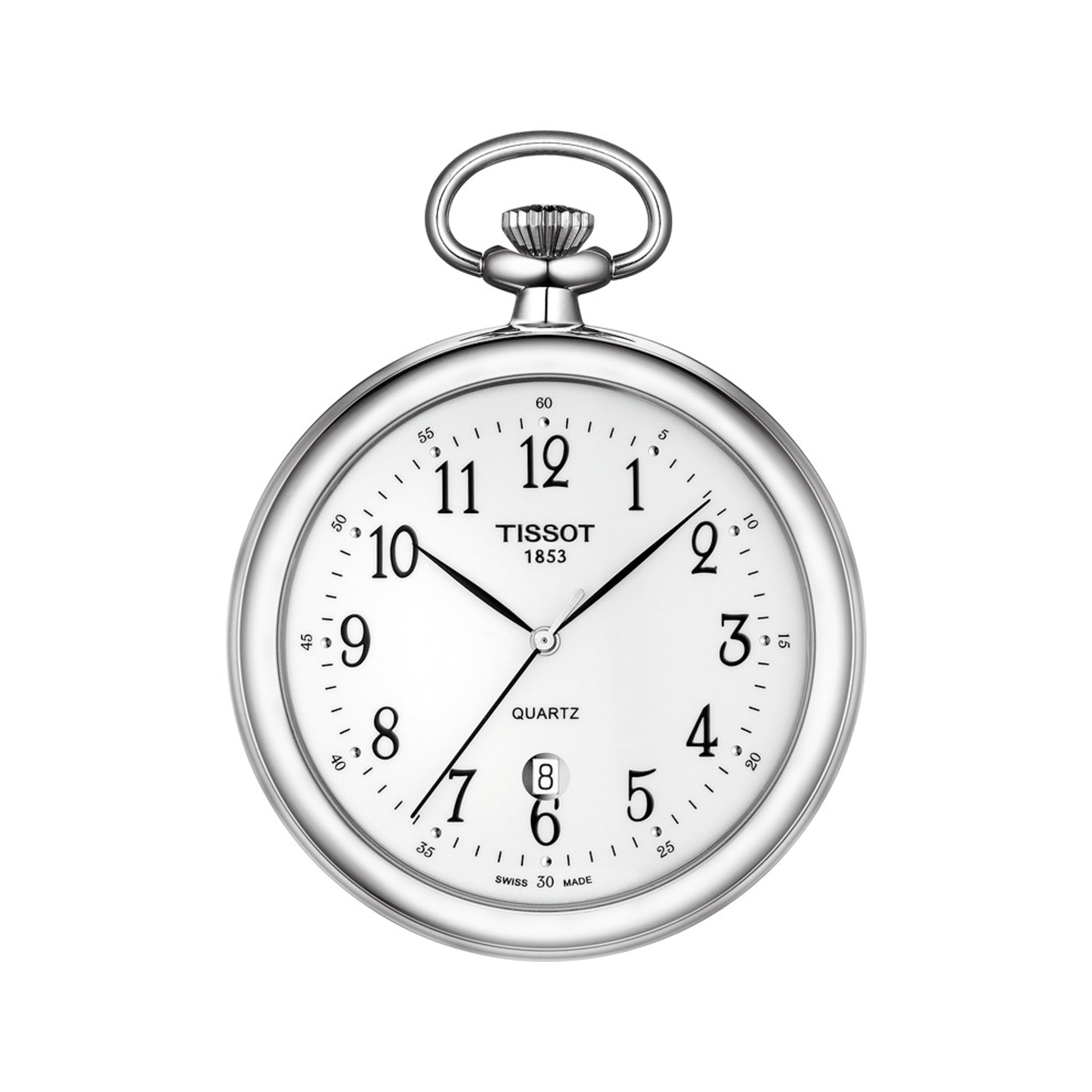 

TISSOT Lépine Pocket Watch (T82655012) with Quartz Movement, White Dial, and Chain, Unisex [Official Import]