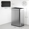 55L Sensor Bin, Large Automatic Touchless Rubbish Bin with Soft-Close Lid, Silver Tone