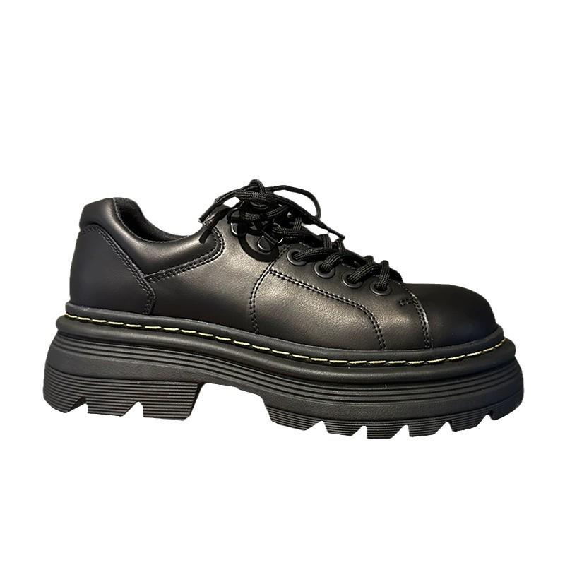 "Mocassins à plateforme en cuir à semelle épaisse pour femmes automne 2024 style britannique – Chaussures décontractées JK à lacets style collège"