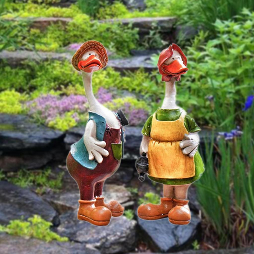 1 Par de Patinhos e Pintinhos de Resina Fofos Estátuas de Animais Modelos Artesanato de Arte para Jardim para Gramado