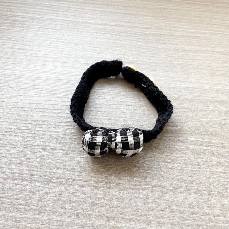 Pet Cat Collar Handwoven Crocheted Finished Dog Scarf Cute Plaid Bow Neck Jewelry Pet Christmas Gift