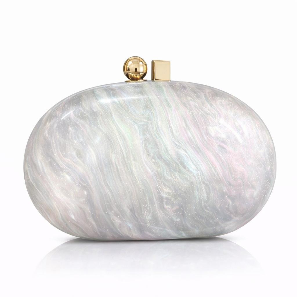 

New Acrylic Shell Shape Evening Clutch for Women Fashionable Shoulder Bag Wedding Party Purse срібний
