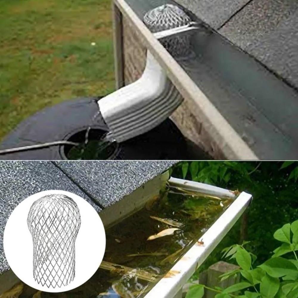 4pcs Mesh Anti-Blocking Filter Silver Eaves Roof Drainage Pipe Floor Drain Filter  Gutter Cleaning