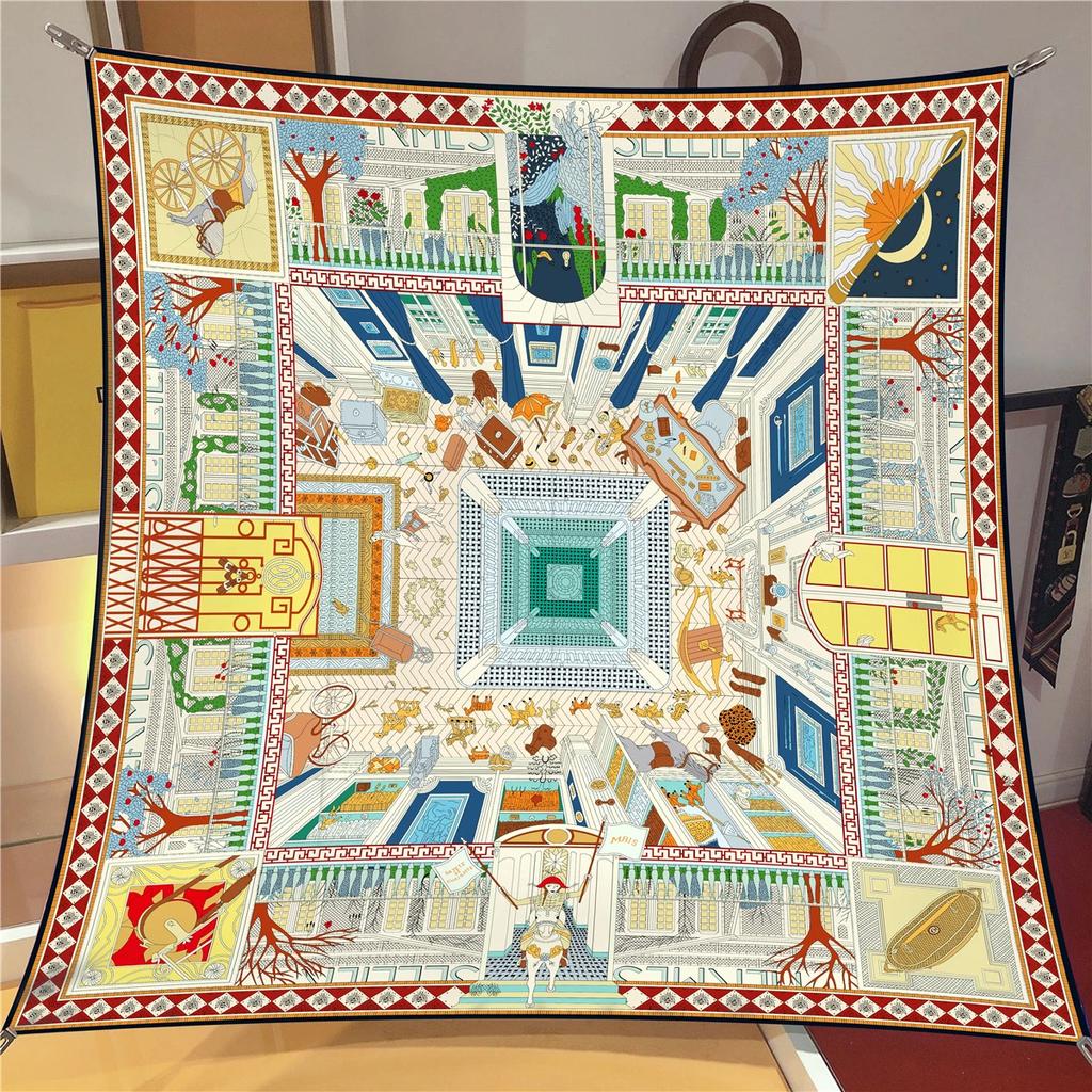 Twill Silk Headband Hijab Square Scarf Print 90Cm Warm Beach Stoles Shawl Wraps Female Hair Band Bag Wrist Bandana Foulard
