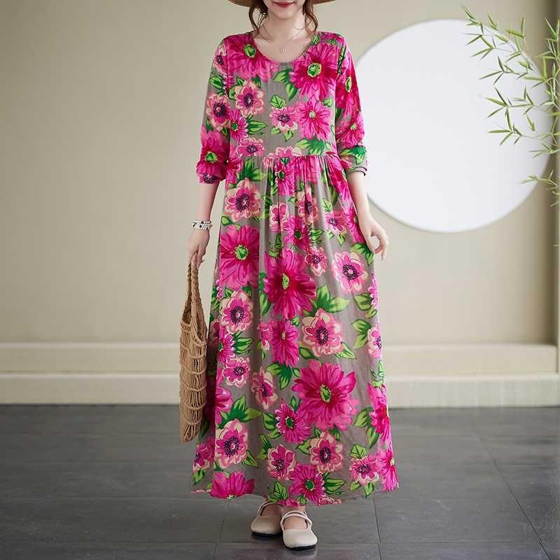Vintage Long Skirt Flesh Covering Dress