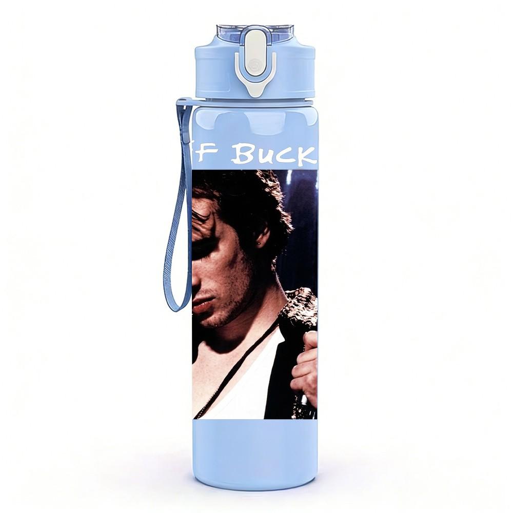 1PC Male Singer Portrait 750ml Sports Water Bottle Leakproof Straw Lid Outdoor Office Home