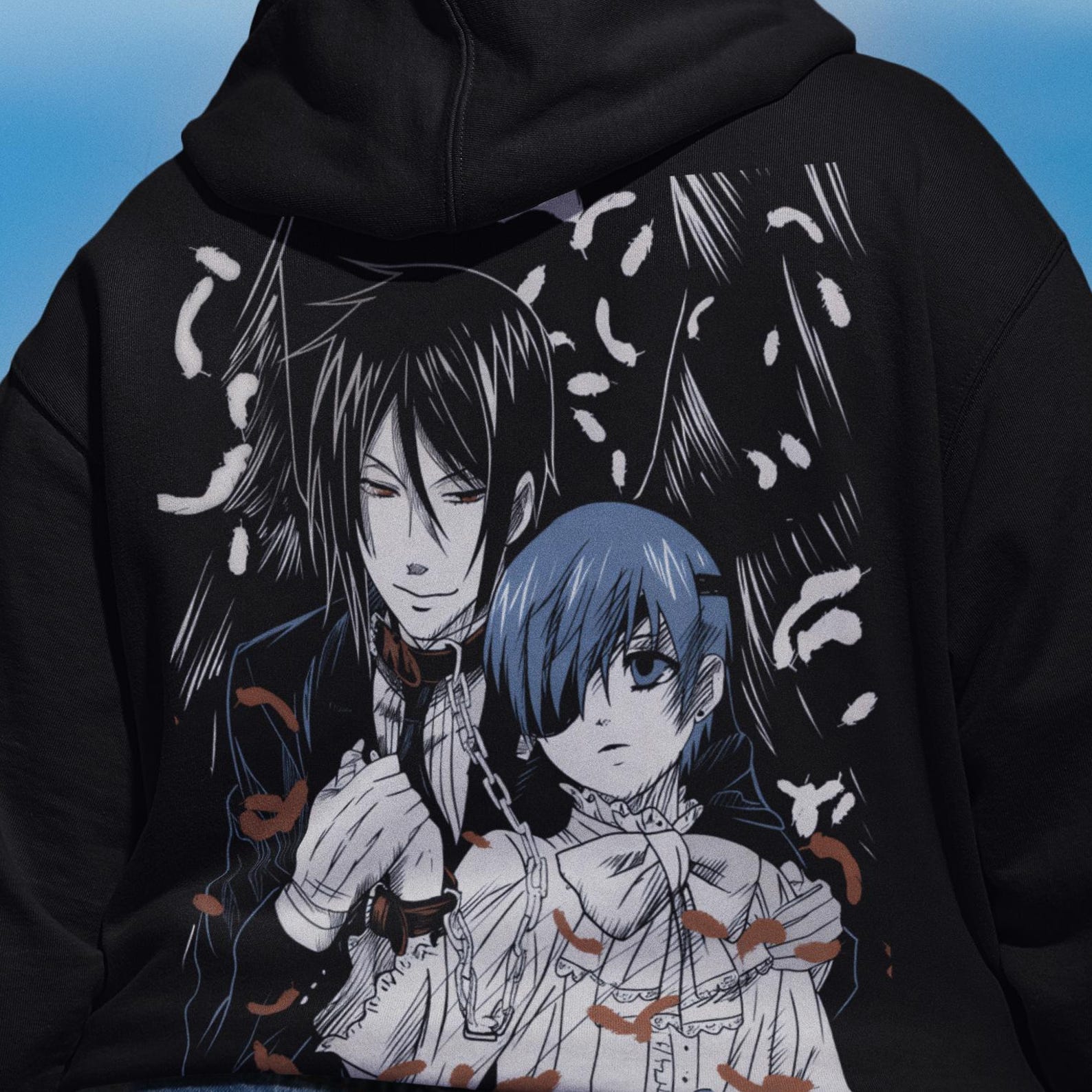 Unisex Black Butler Anime Hoodie, Ciel Phantomhive & Sebastian Shirt, Toboso Yana, Japanese Anime Graphic Tee Kuroshitsuji Manga Gift Hoodie 2XL