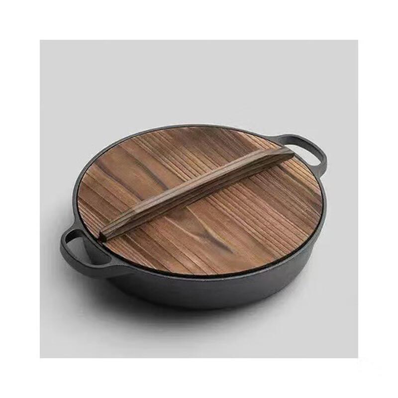 Wutuo Cast Iron Double-Handle Frying Pan with Glass Lid