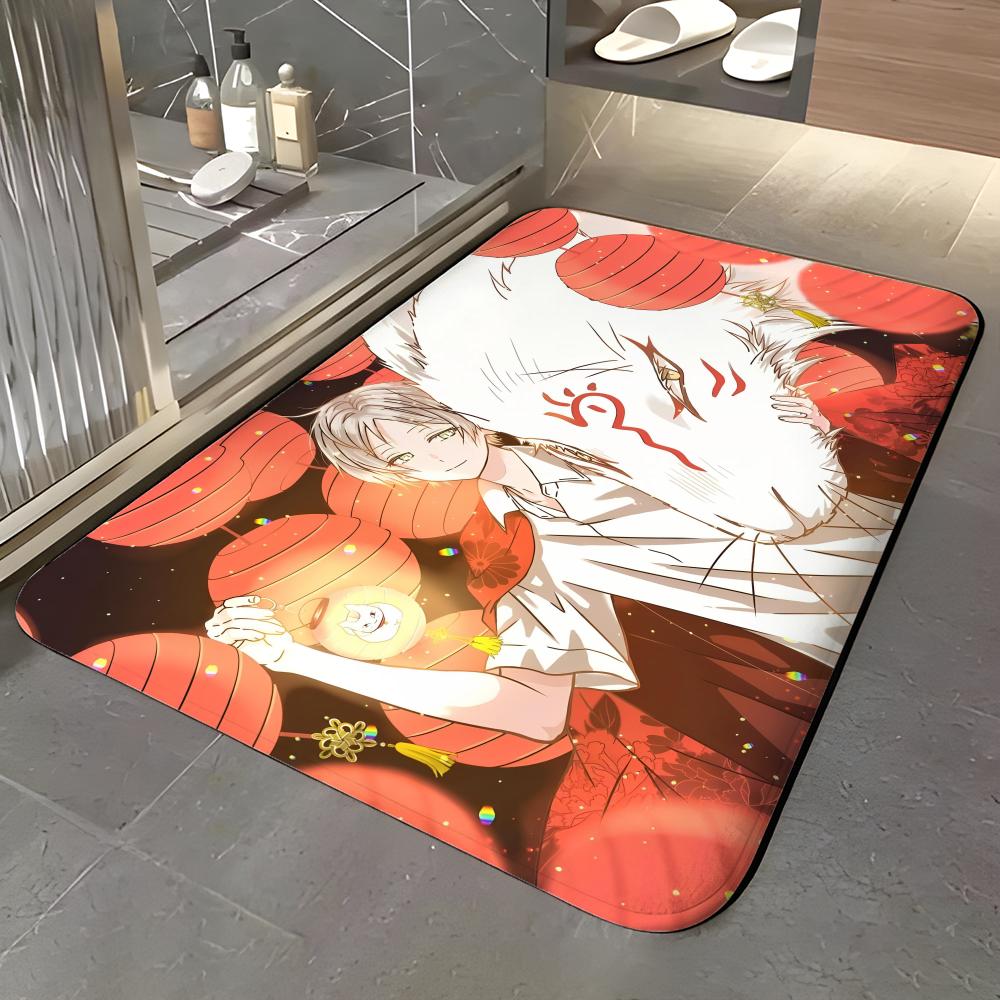 anime N-Natsume's Book of Friends Floor Mat Soft Flannel Entrance Door Mat Non Slip Absorbent Bathroom Bedroom Floor Rug