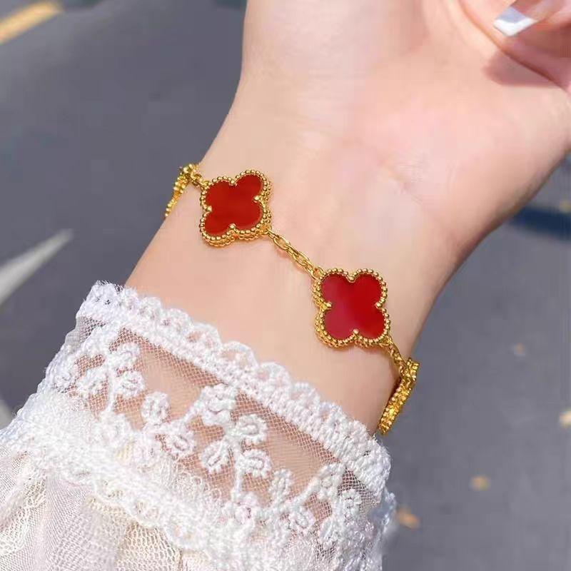 15MM Four-leaf Clover Five Flowers Bracelet Women 18K High-grade Fashion Does Not Lose Color Bracelet