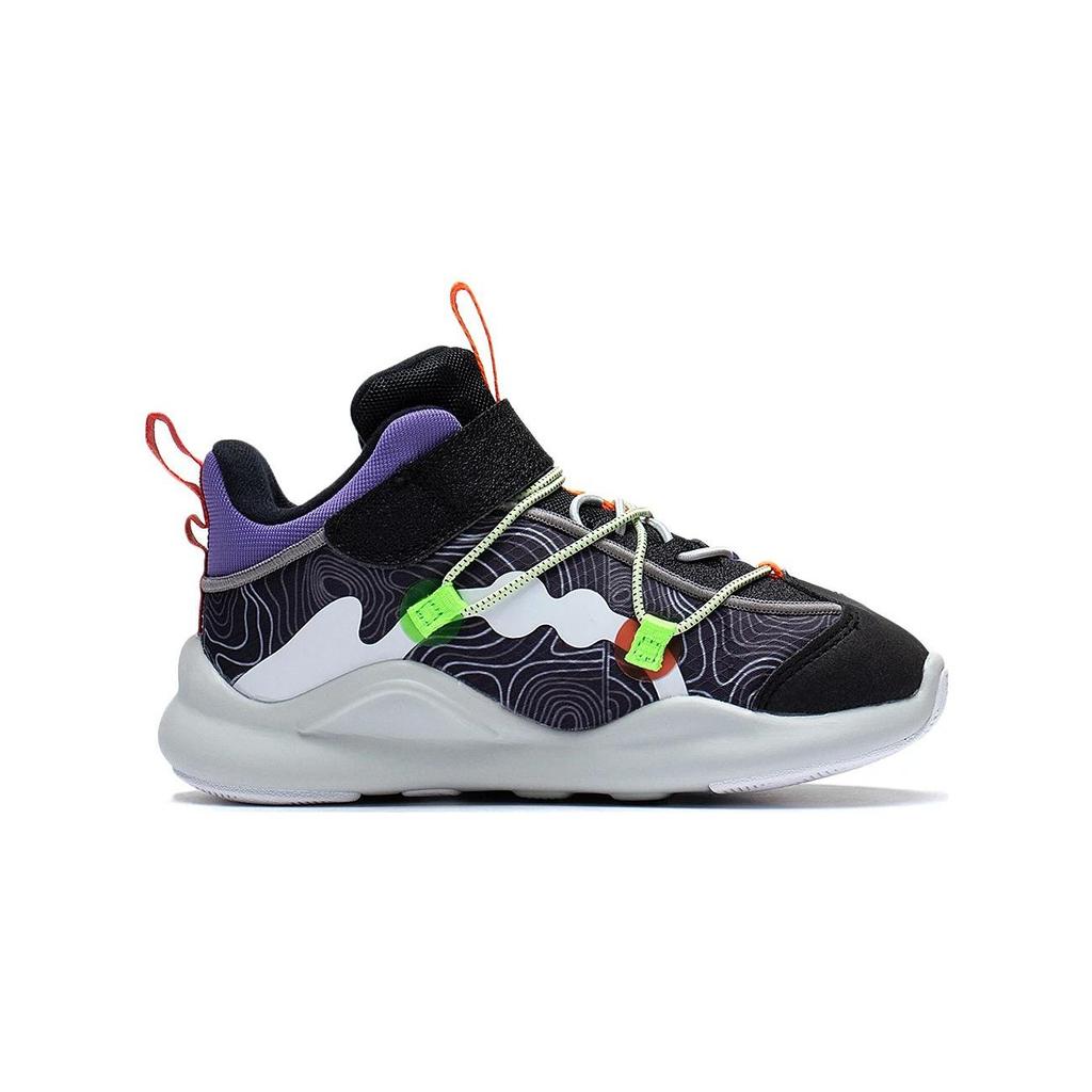 Li Ning Kids Sports Lifestyle Series Comfortable Versatile Durable Casual Shoes Kids Shoes Black Purple YKNS094-3