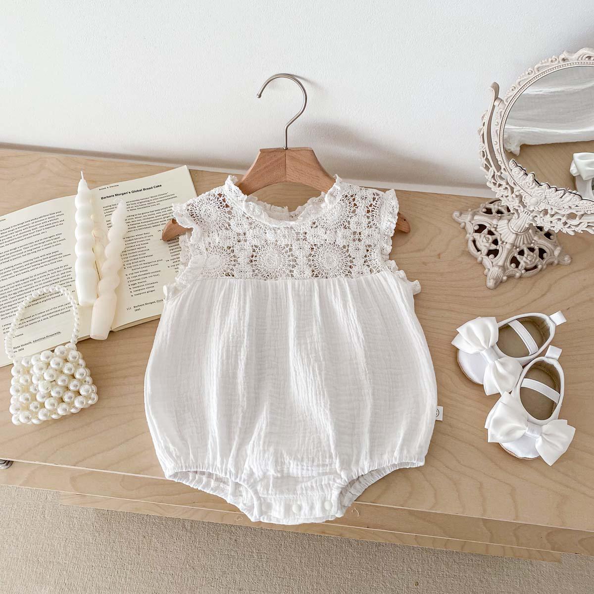 

Платье для младенцев из ситца с оборками и кружевом, без рукавов 80 cm