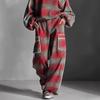 Women's Plaid Vintage Street Style Color-Block Trim Pants Set Spring Summer