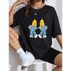 Crewneck T Shirt White Banana Characters In Striped Suits Casual Wear For Women Summer Outfits Fun Graphic Tee Fashionable Top